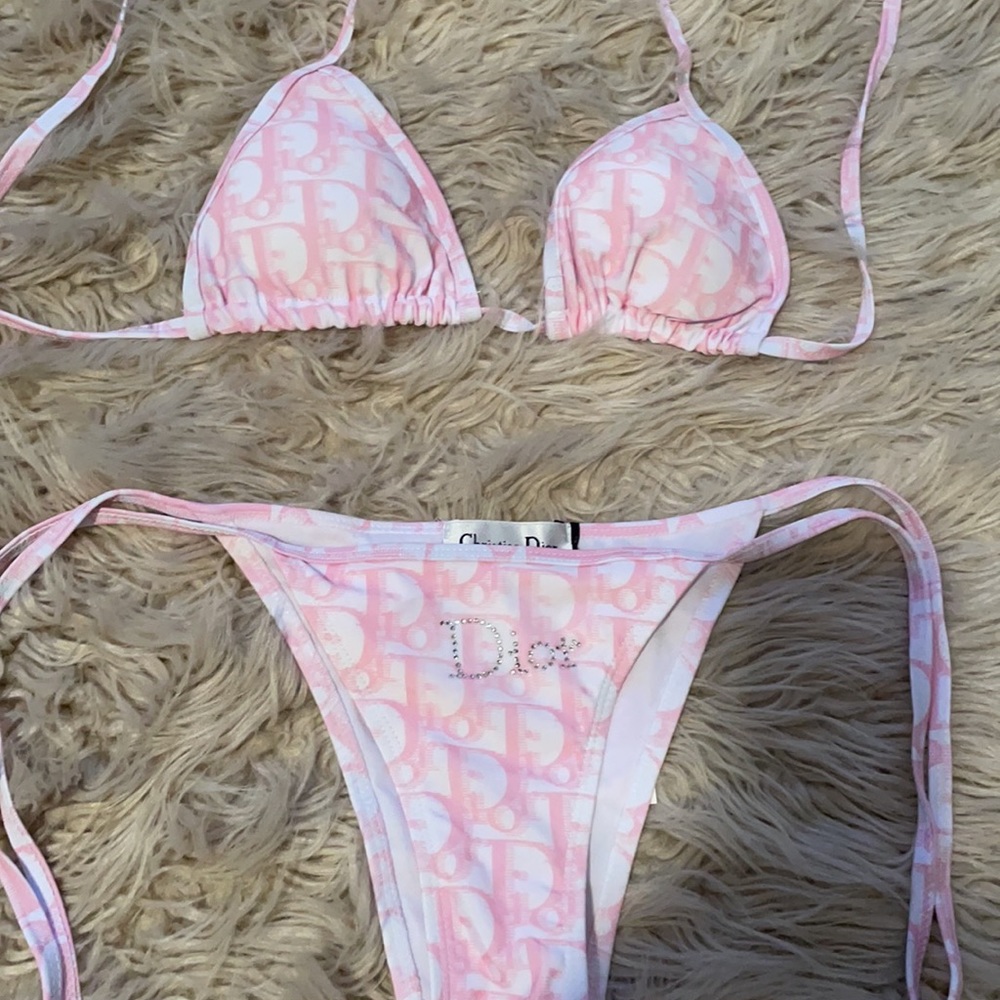 Pink / White two piece bikini